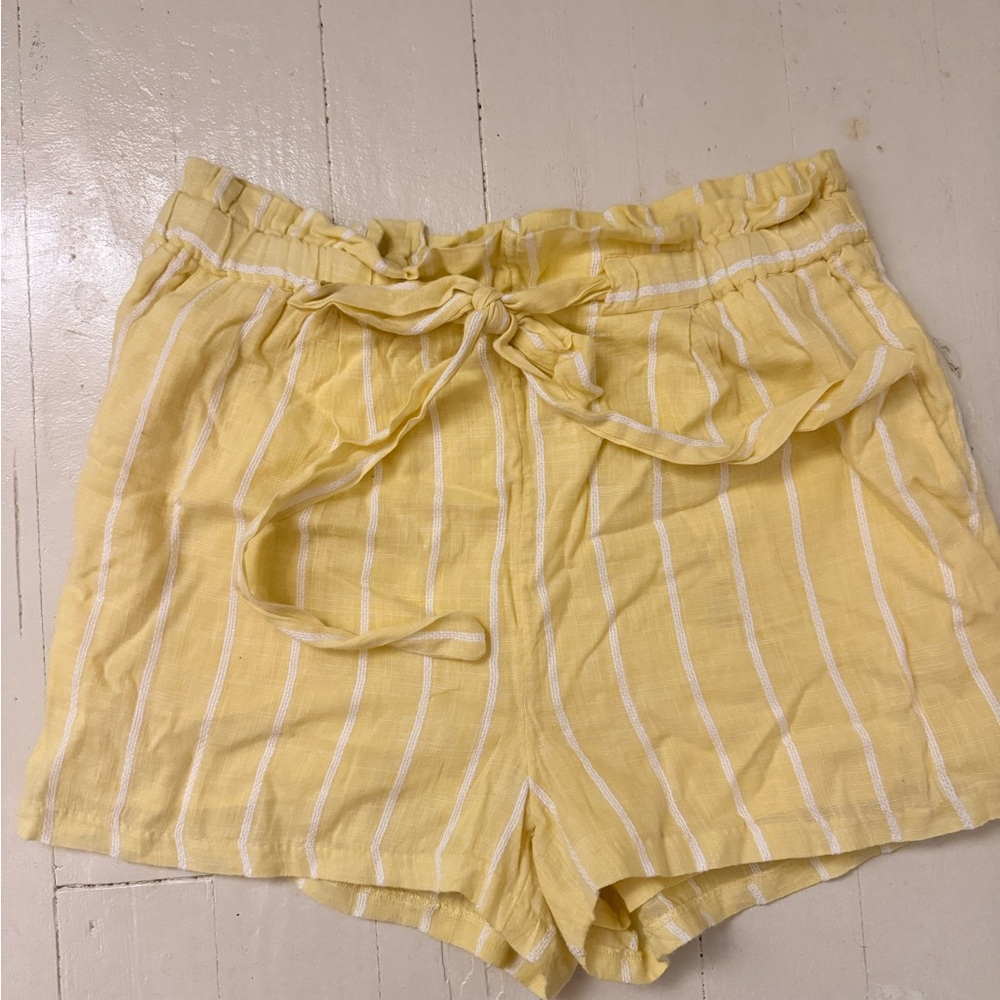 Express Yellow and White Striped High Waist Shorts